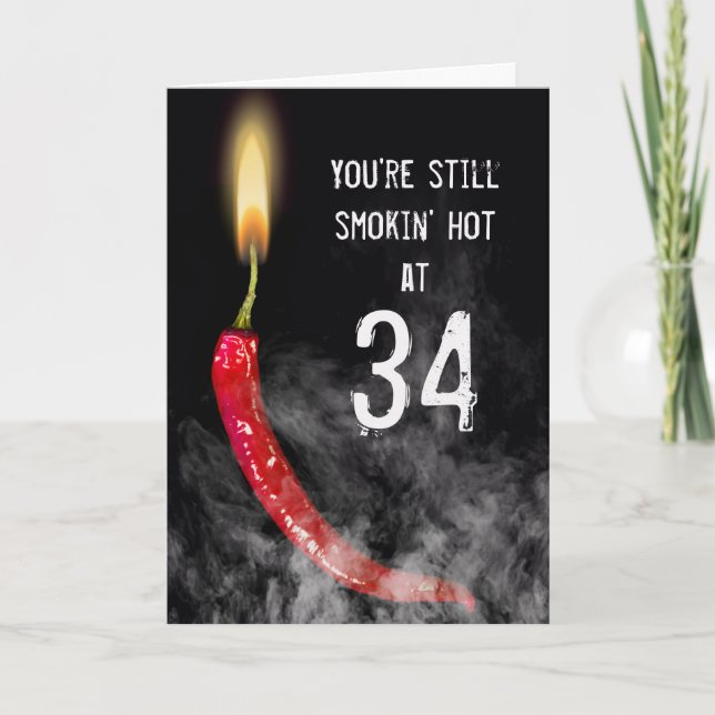 Red Hot Pepper 34th Birthday Card (Front)