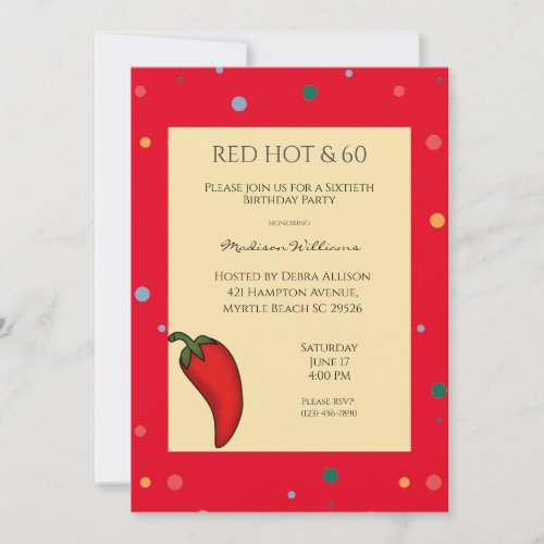 Red Hot Pepper 60th Birthday Party Invitation