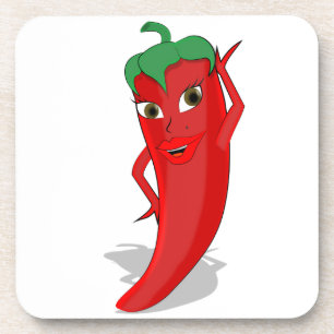 Red Hot Pepper Diva Beverage Coaster