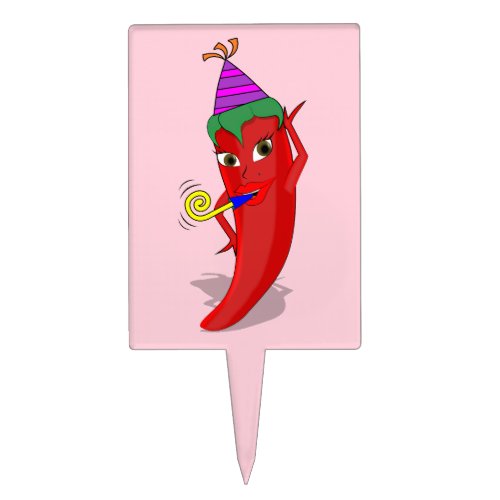 Red Hot Pepper Diva Birthday Celebration Custom Cake Topper