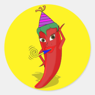 Red Hot Pepper Diva Birthday Celebration Custom Classic Round Sticker