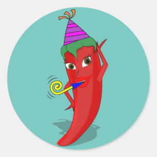 Red Hot Pepper Diva Birthday Celebration Custom Classic Round Sticker