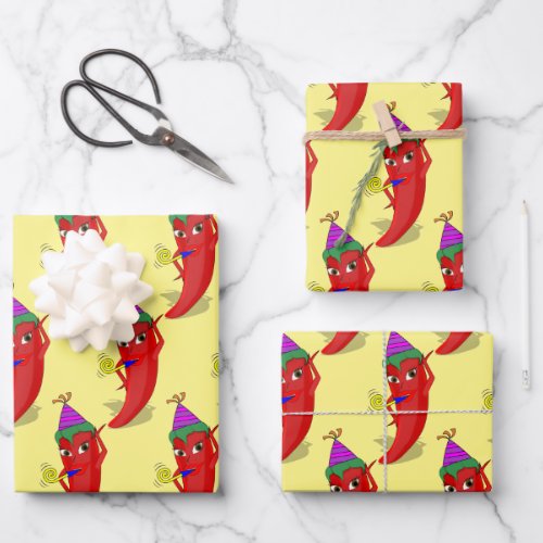 Red Hot Pepper Diva Birthday Celebration Custom Wrapping Paper Sheets