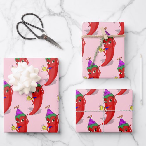 Red Hot Pepper Diva Birthday Celebration Custom Wrapping Paper Sheets