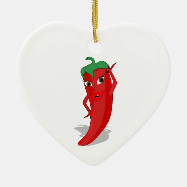 Red Hot Pepper Diva Ceramic Ornament (Front)