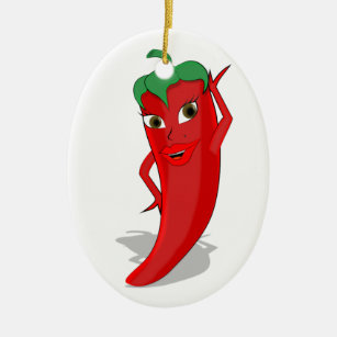 Red Hot Pepper Diva Ceramic Ornament