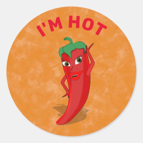 Red Hot Pepper Diva Classic Round Sticker