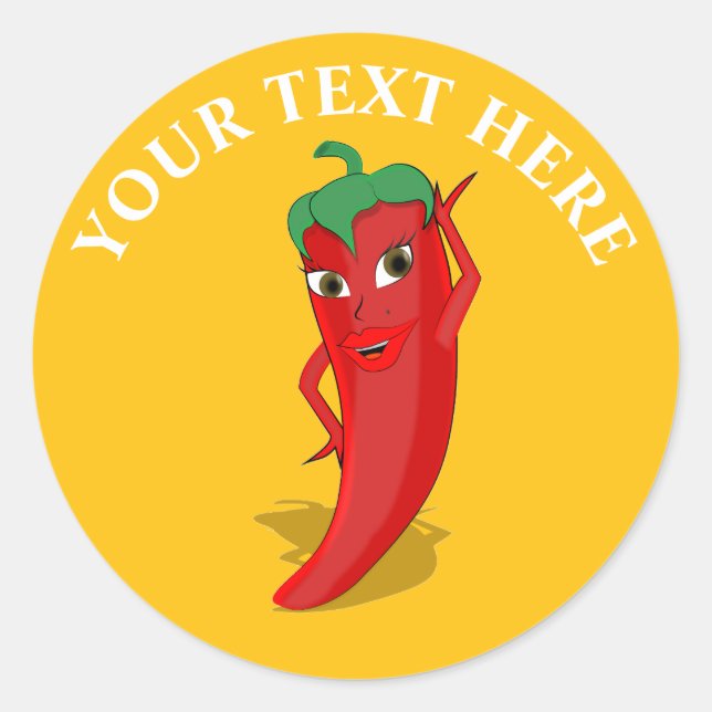 Red Hot Pepper Diva Classic Round Sticker (Front)