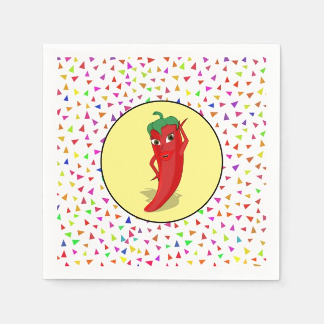 Red Hot Pepper Diva Confetti Pattern Napkins (Front)