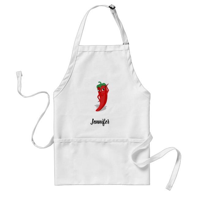 Red Hot Pepper Diva Custom Name Adult Apron (Front)