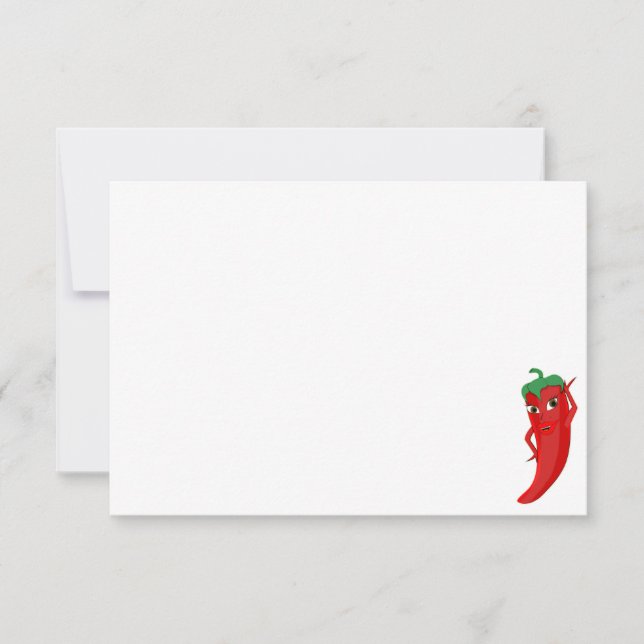 Red Hot Pepper Diva Cute Custom Blank Note Card (Front)