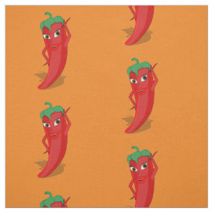Red Hot Pepper Diva Drawing Pattern Fabric