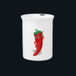 Red Hot Pepper Diva Drink Pitcher<br><div class="desc">A red and hot pepper cartoon character. Original design.</div>