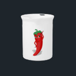 Red Hot Pepper Diva Drink Pitcher<br><div class="desc">A red and hot pepper cartoon character. Original design.</div>