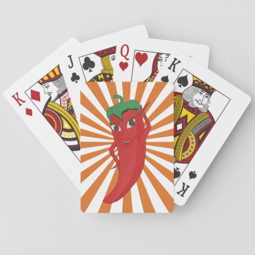 Red Hot Pepper Diva Faux Embroidery Print Poker Cards