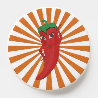 Red Hot Pepper Diva Faux Embroidery Print