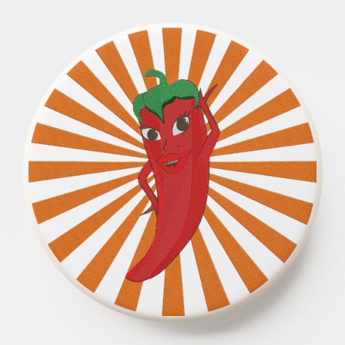 Red Hot Pepper Diva Faux Embroidery Print PopSocket