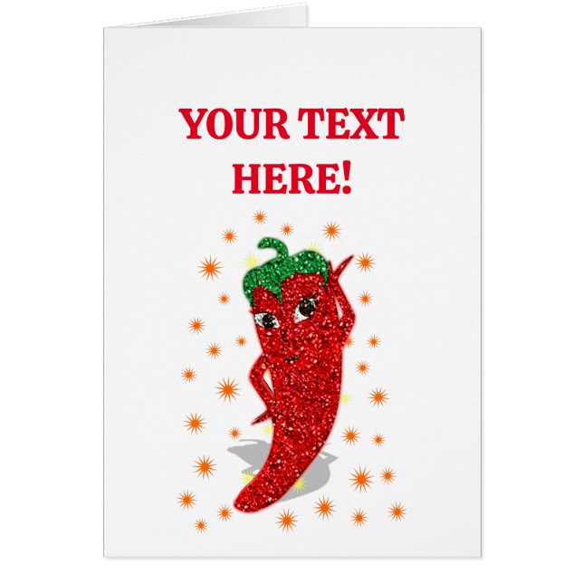 Red Hot Pepper Diva Glitter And Stars Cards (Front)