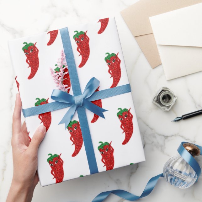 Red Hot Pepper Diva Glitter  Wrapping Paper (Gifting)