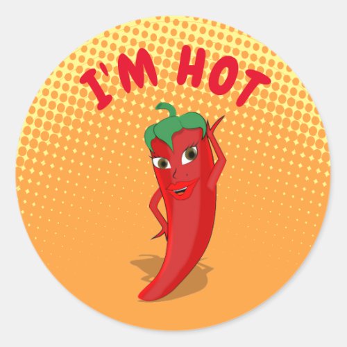 Red Hot Pepper Diva Gradient Classic Round Sticker