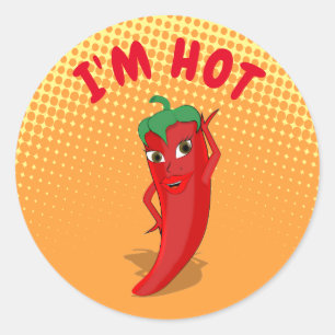 Red Hot Pepper Diva Gradient Classic Round Sticker