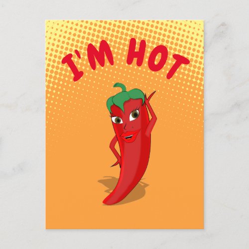 Red Hot Pepper Diva Gradient Postcard