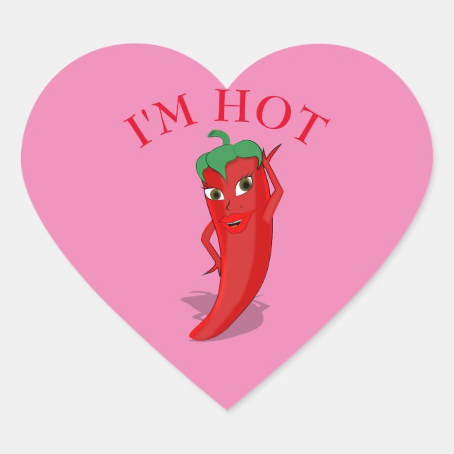 Red Hot Pepper Diva Heart Sticker (Front)