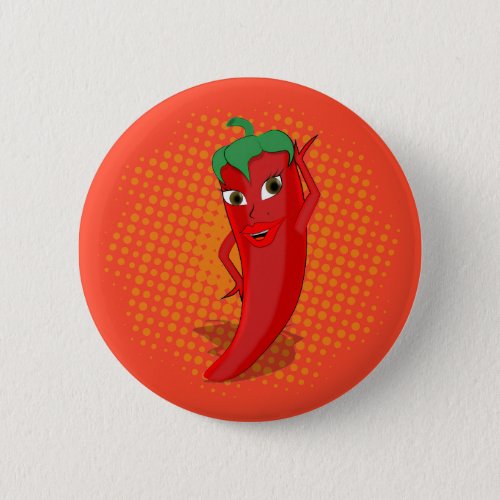 Red Hot Pepper Diva Orange Dot Button