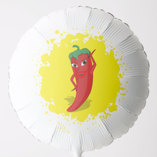 Red Hot Pepper Diva Paint Splatter Balloon (Front)
