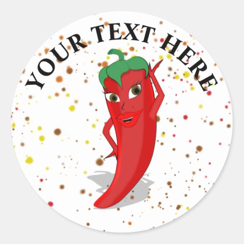 Red Hot Pepper Diva Paint Splatter Classic Round Sticker