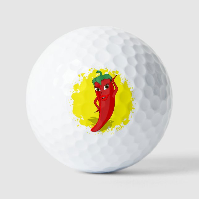 Red Hot Pepper Diva Paint Splatter Golf Balls (Front)