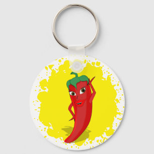 Red Hot Pepper Diva Paint Splatter Keychain
