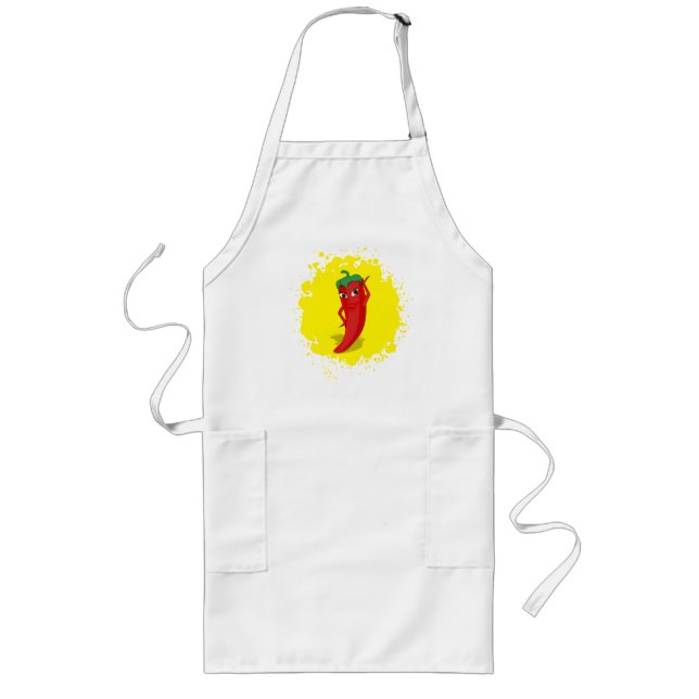 Red Hot Pepper Diva Paint Splatter Long Apron (Front)