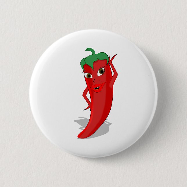 Red Hot Pepper Diva Pinback Button (Front)