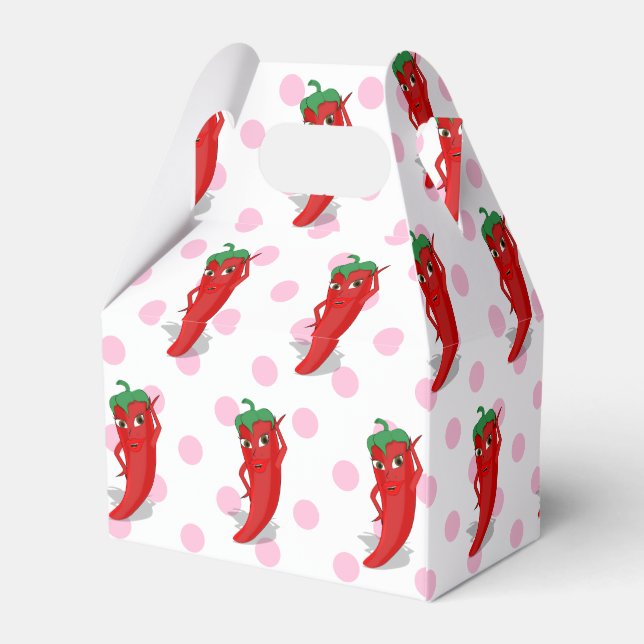 Red Hot Pepper Diva Pink Polka Dots Favor Boxes (Back Side)
