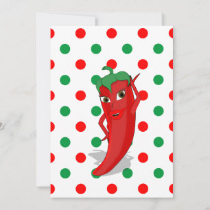Red Hot Pepper Diva Red Green Polka Dots Invitati Invitation