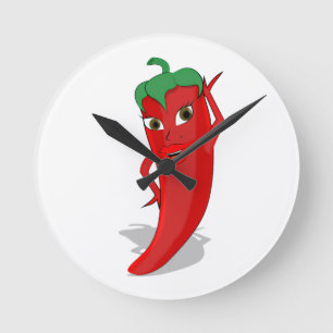 Red Hot Pepper Diva Round Clock