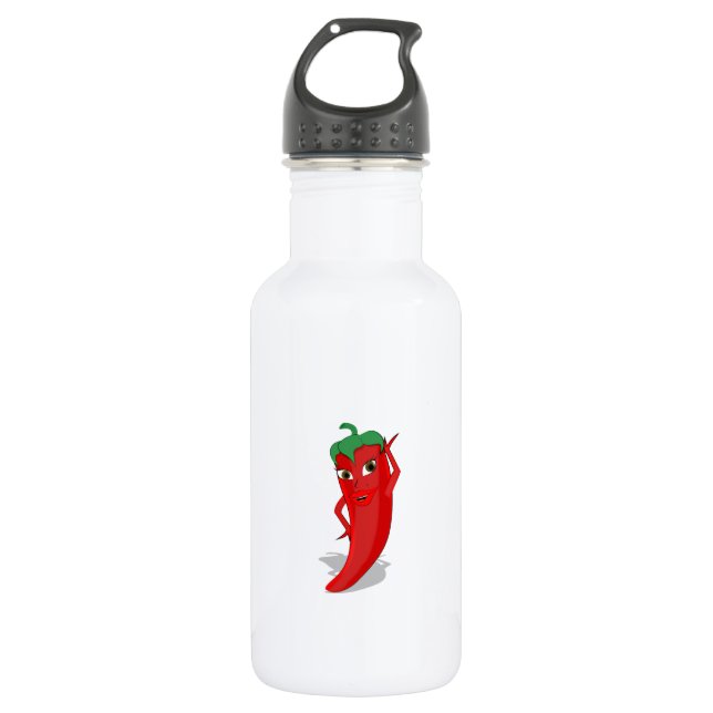 Red Hot Pepper Diva Stainless Stainless Steel Water Bottle (Front)