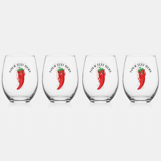 Red Hot Pepper Diva Stemless Wine Glass (Back)