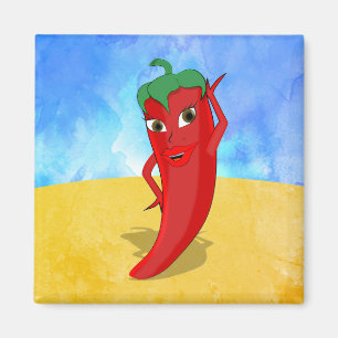 Red Hot Pepper Diva Sunny Desert Magnet