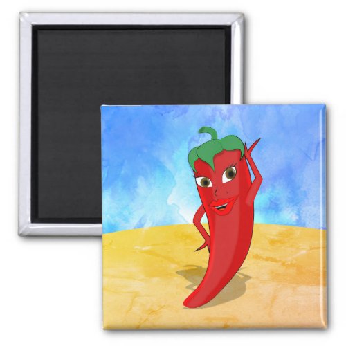 Red Hot Pepper Diva Sunny Desert Magnet