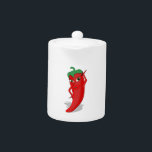 Red Hot Pepper Diva Teapot<br><div class="desc">A red and hot pepper cartoon character. Original design.</div>