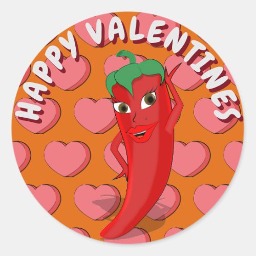 Red Hot Pepper Diva Valentines Classic Round Sticker