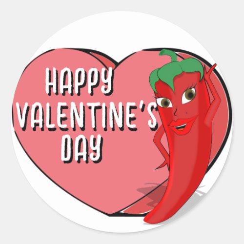 Red Hot Pepper Diva Valentines Classic Round Sticker