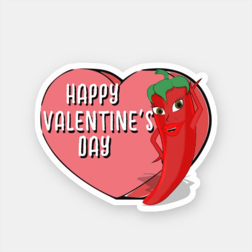 Red Hot Pepper Diva Valentines Sticker