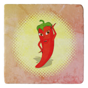 Red Hot Pepper Diva Vintage Style Print Trivet