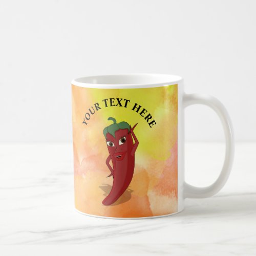 Red Hot Pepper Diva Watercolor Coffee Mug