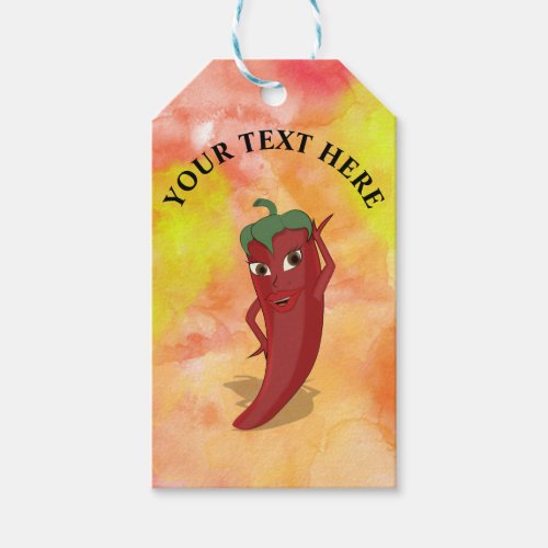 Red Hot Pepper Diva Watercolor Gift Tags