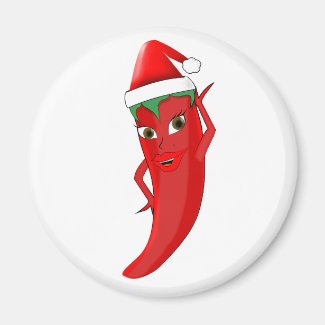 Red Hot Pepper Diva With Santas Hat