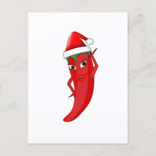 Red Hot Pepper Diva With Santas Hat Postcard